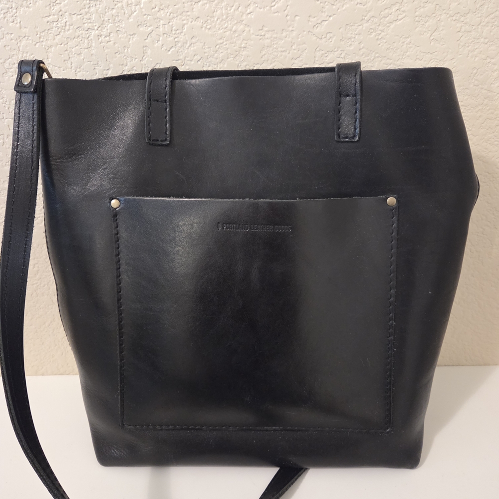 Portland Leather Large Tote - Smooth Black